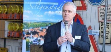 Bürgermeister Dr. Bastian beim Neubürgerempfang 2019