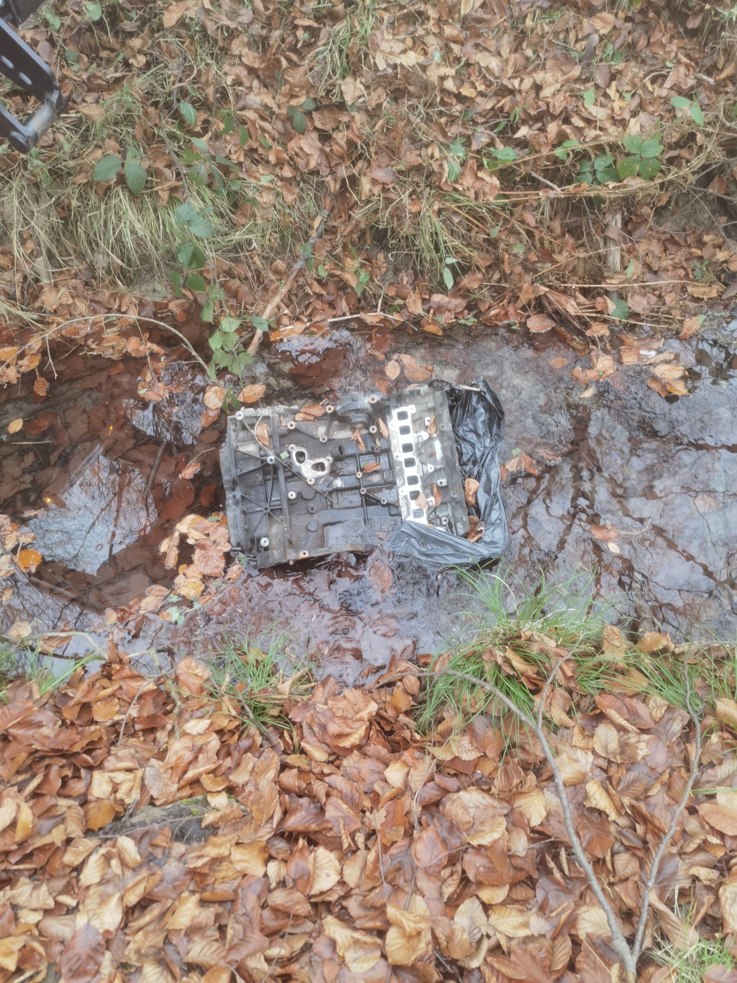 Motorblock im Bachlauf