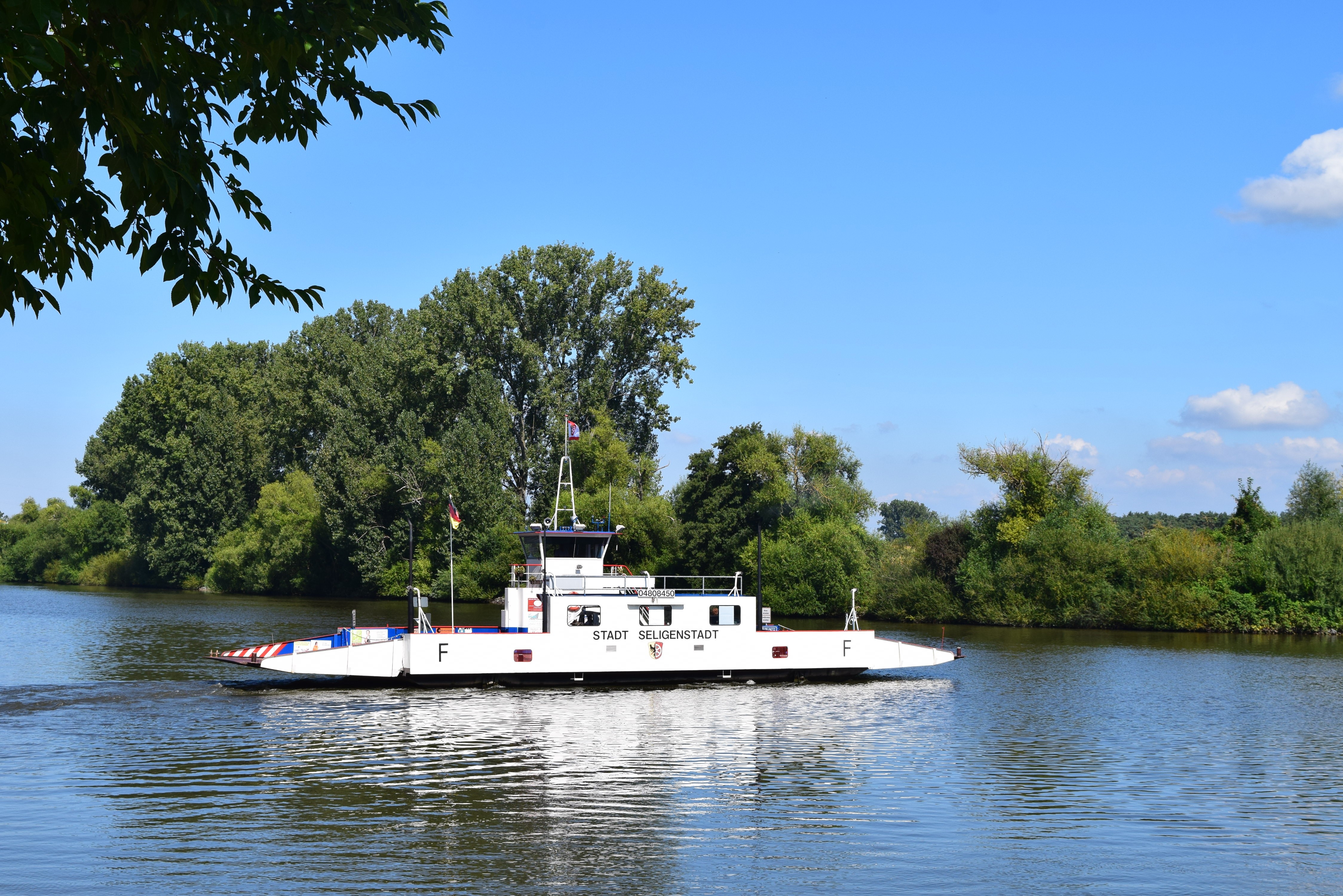 Seligenstädter Fähre beim Übersetzen