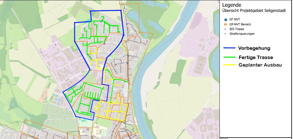 In Seligenstadt laufen die Glasfaser Ausbauarbeiten