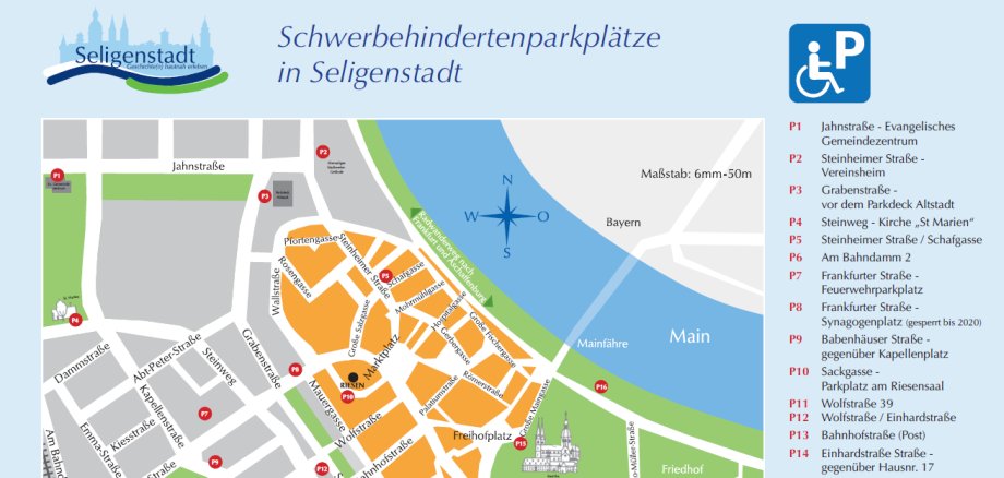 Plan mit Schwerbehindertenparkplätzen