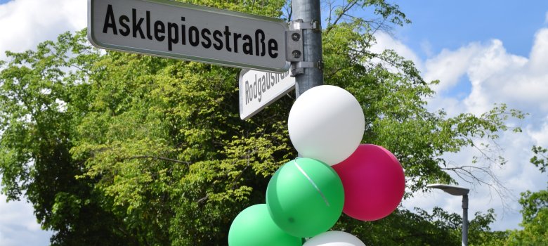 Straßenschild Asklepiosstraße Straßenschild Asklepiosstraße