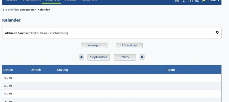 Übersicht der Allris Eingabemaske